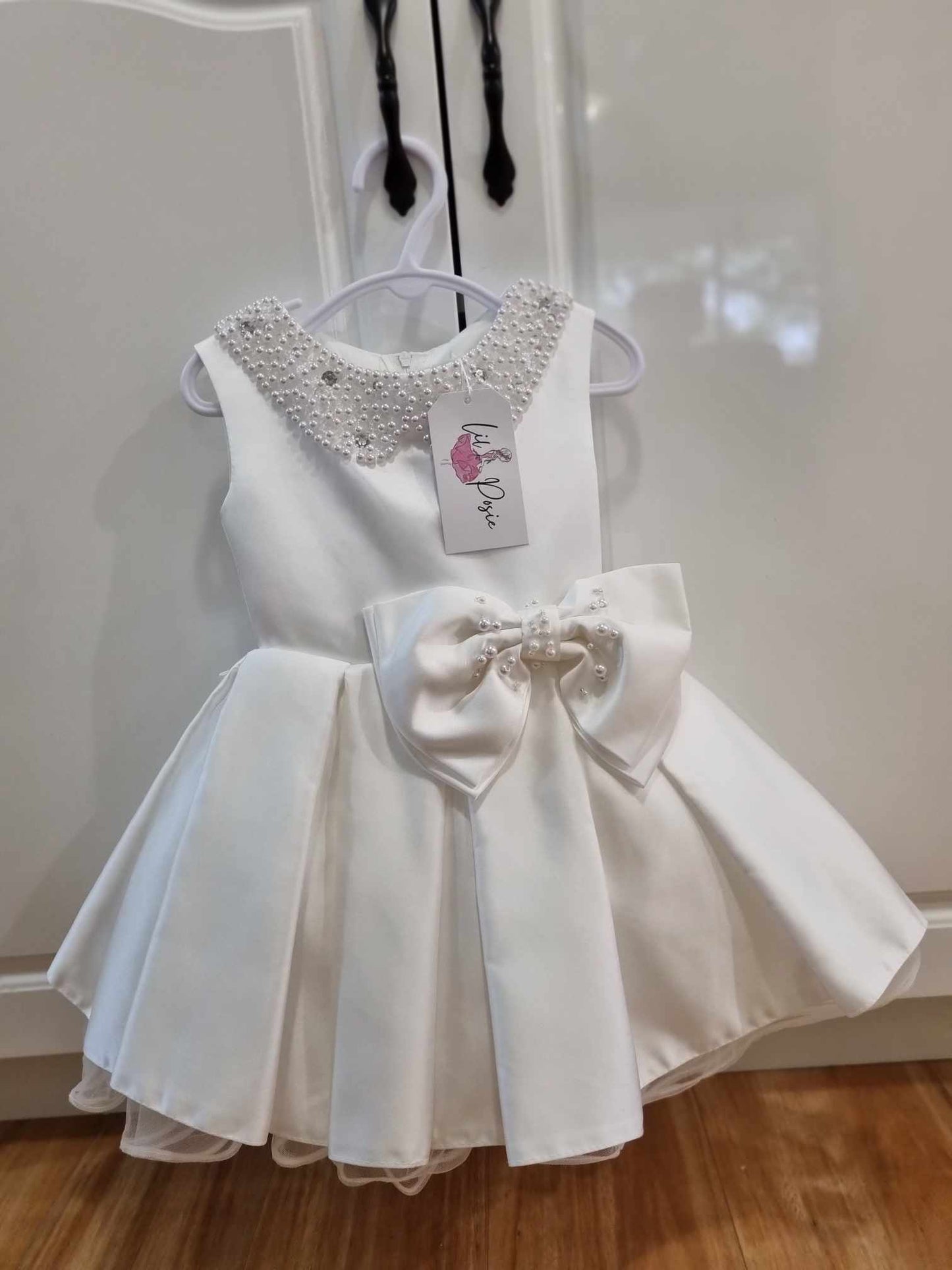 Amelia White Luxury Christening, Flower Girl Dress LPD099