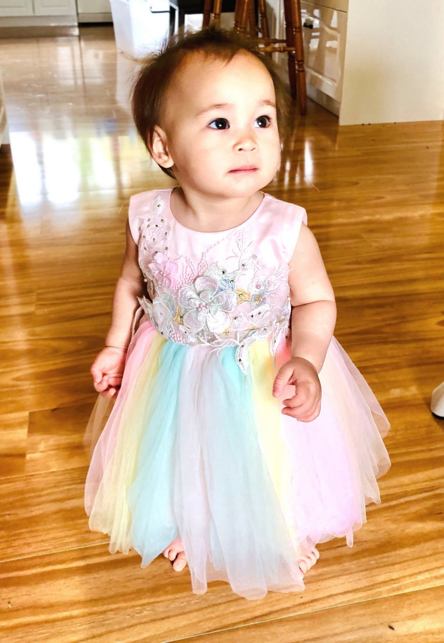Ayla Birthday Rainbow Tulle Dress- LPD069