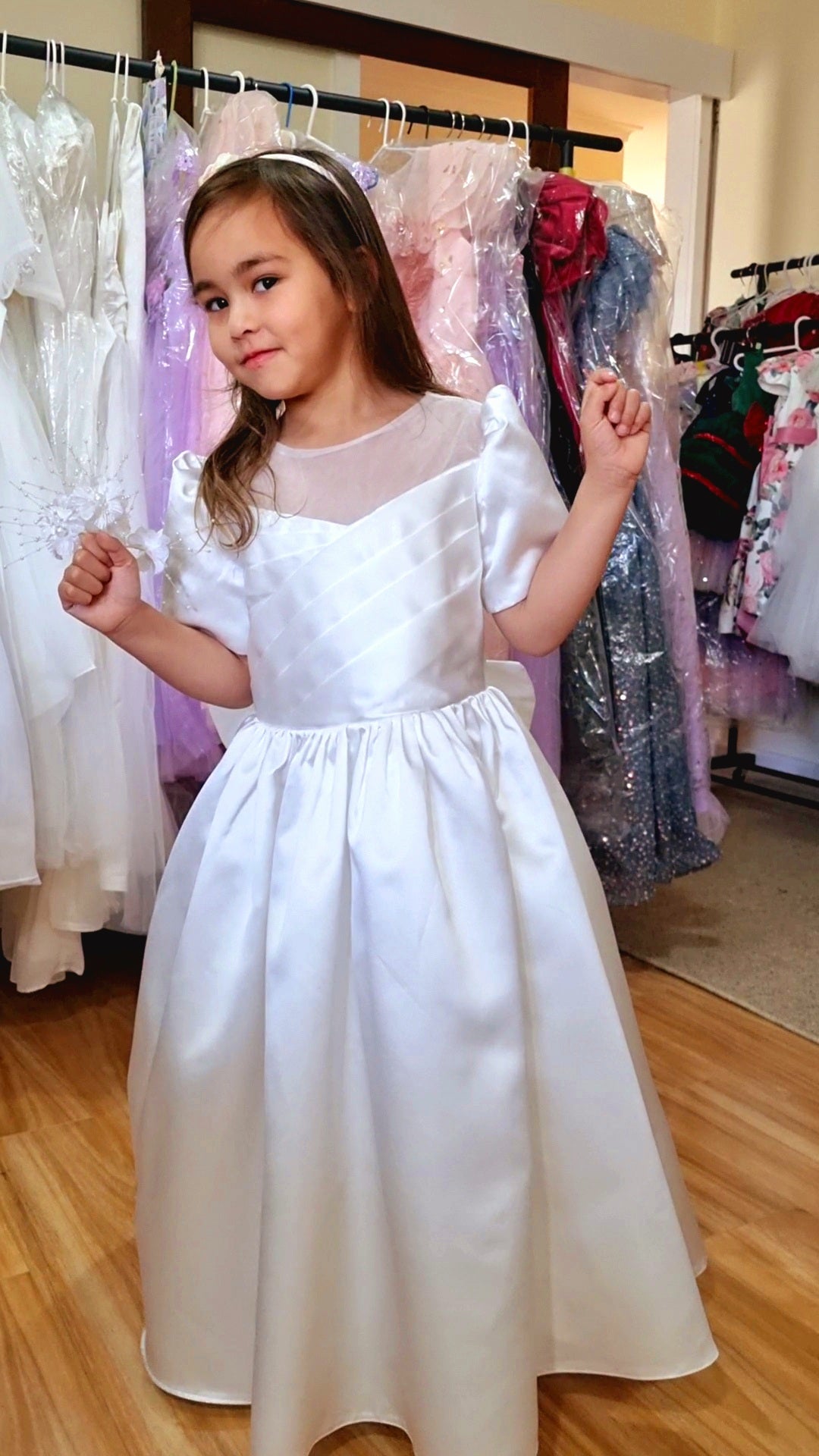 Georgia White Ivory Flower Girl, Communion, Formal Dress - LPD024