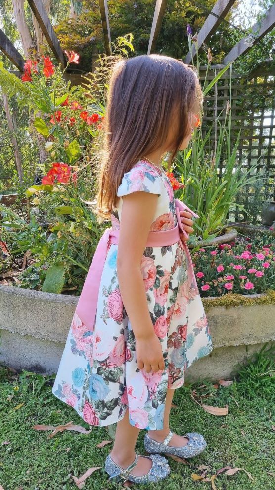 Joyce Floral Print Flower Girl, Birthday Dress - LPD036