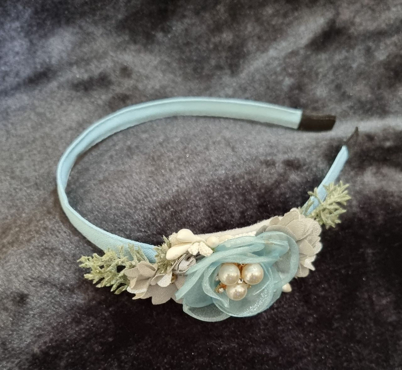 Baby Blue Flower Fabric Headbands LPA007