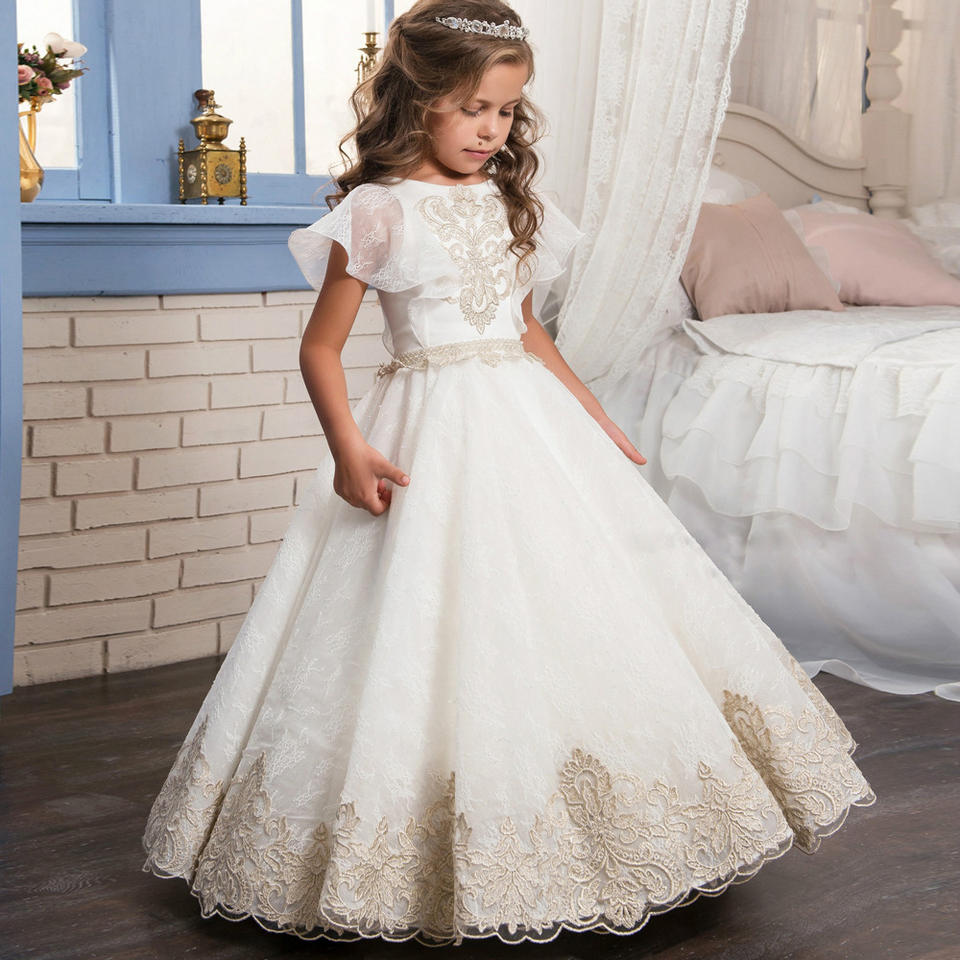 Charlotte Ivory Princess Flower Girl Dress LPD084