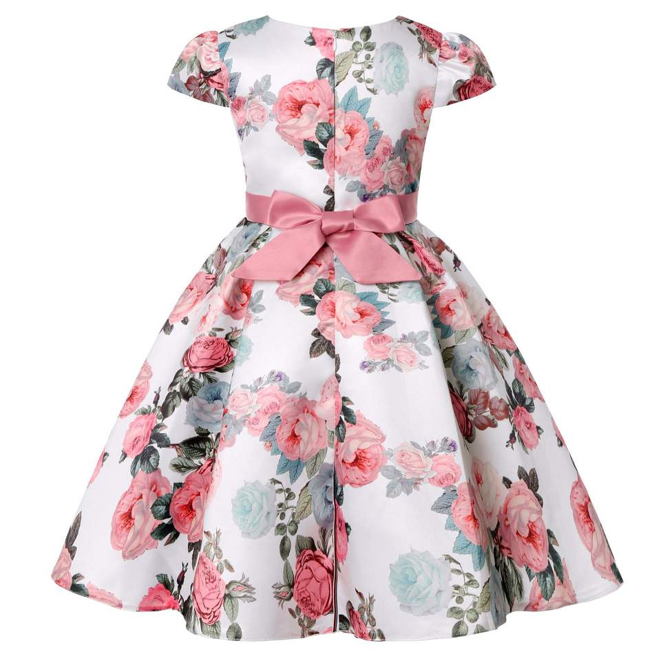 Joyce Floral Print Flower Girl, Birthday Dress - LPD036