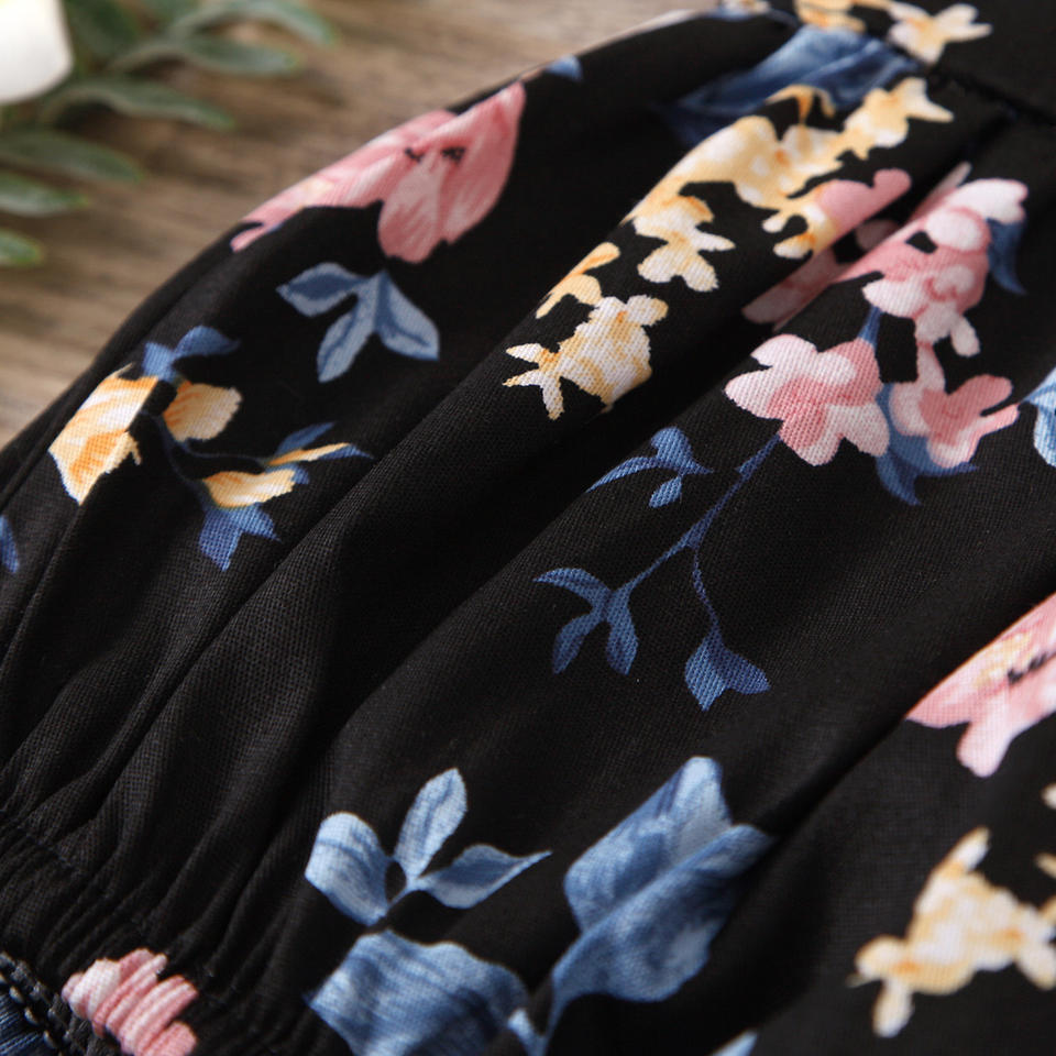 Gabriella Sweet Baby Black Floral Print Romper - LPD046