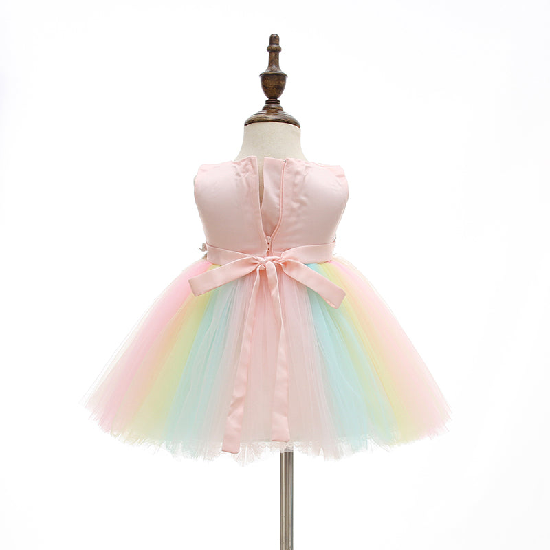 Ayla Birthday Rainbow Tulle Dress- LPD069