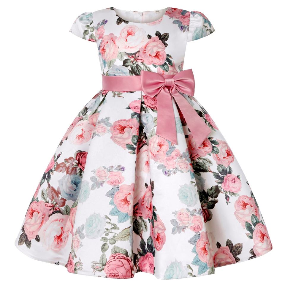 Joyce Floral Print Flower Girl, Birthday Dress - LPD036
