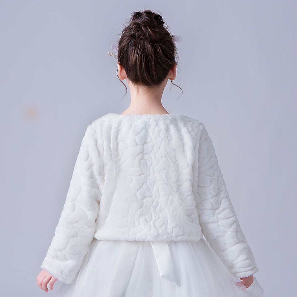 Grail White Shrug 'Flower Girl Princess Faux Fur Jacket' LPD077