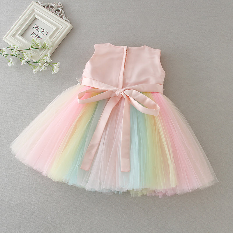 Ayla Birthday Rainbow Tulle Dress- LPD069
