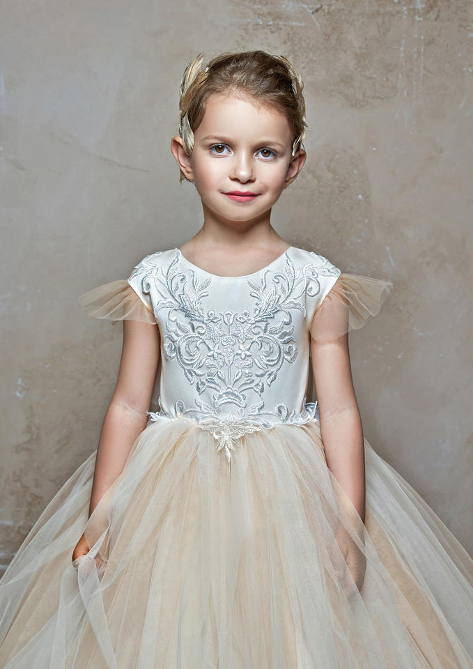 SLPD015 Lace Tulle Flower Girl, Prom Ball Gown