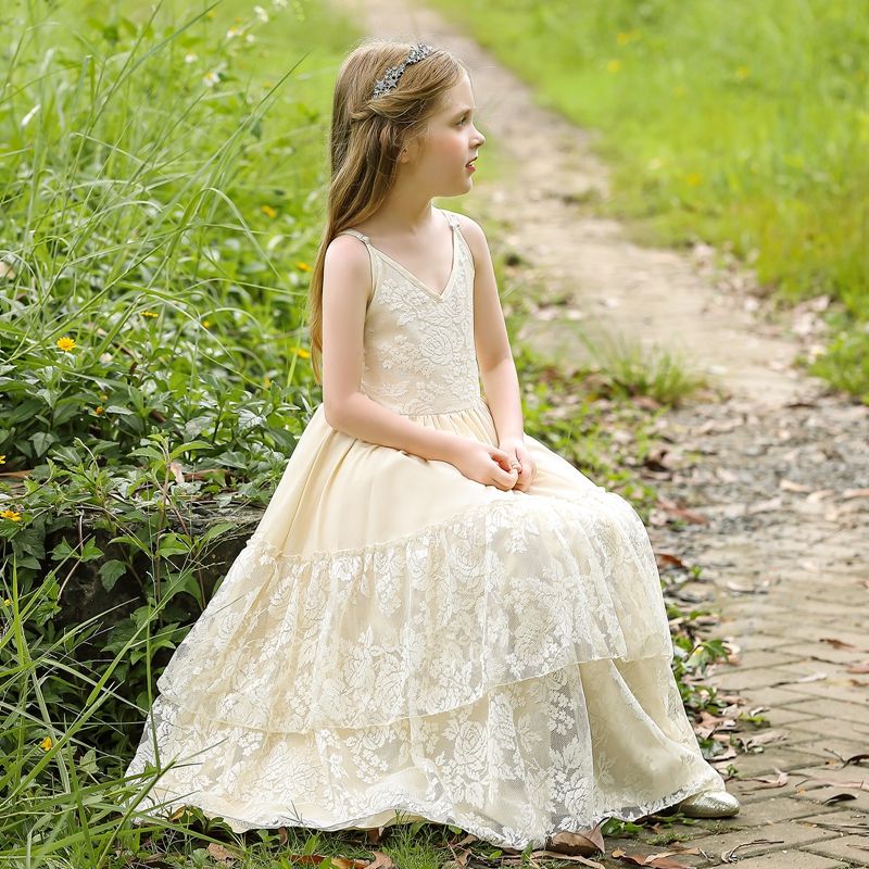 Jaica Champagne Boho-Chic Lace Dress- LPD075