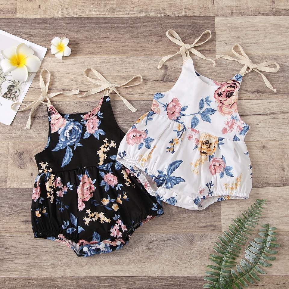 Gabriella Sweet Baby Black Floral Print Romper - LPD046