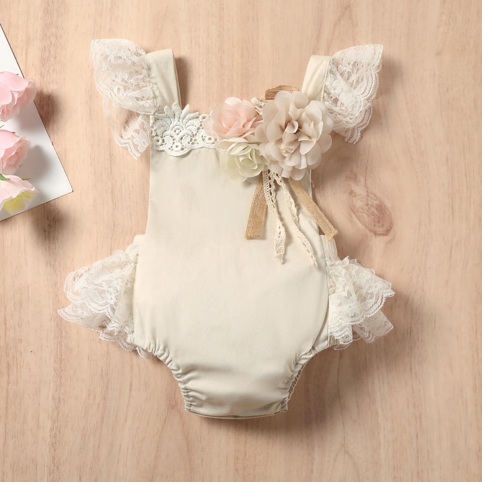 Madie Beige Cute Photography Romper - LPD044