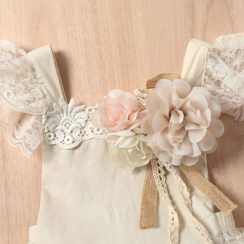 Madie Beige Cute Photography Romper - LPD044