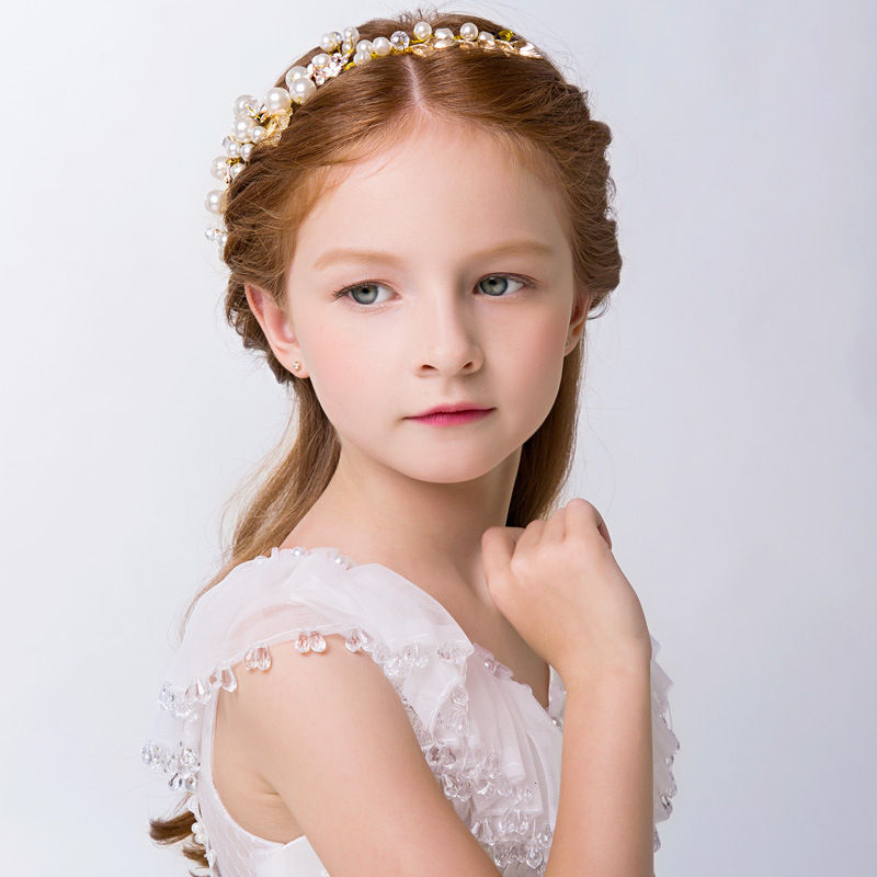 Andrina White Pearl Princess Headband Crown LPA001