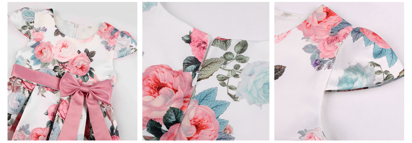 Joyce Floral Print Flower Girl, Birthday Dress - LPD036