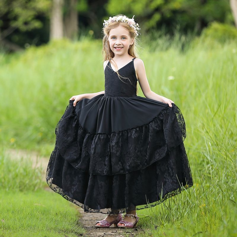 Jaica Black Boho-Chic Lace Dress- LPD076