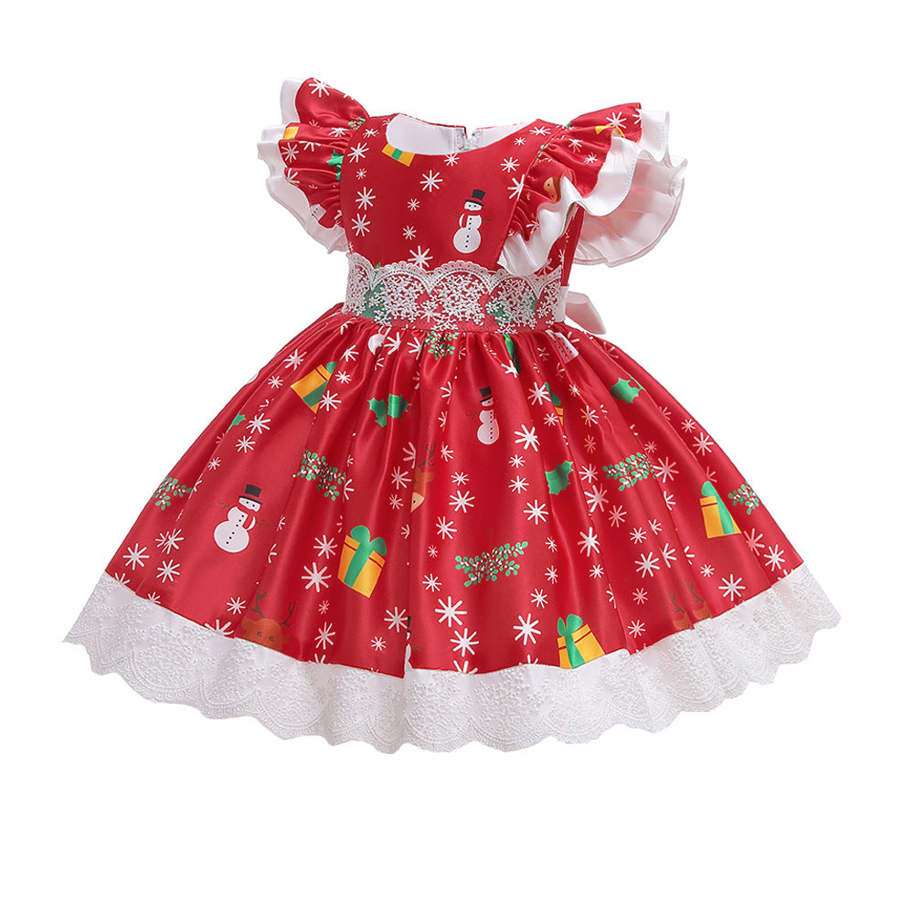 Crissy Red Snowman Print Dress- LPD030