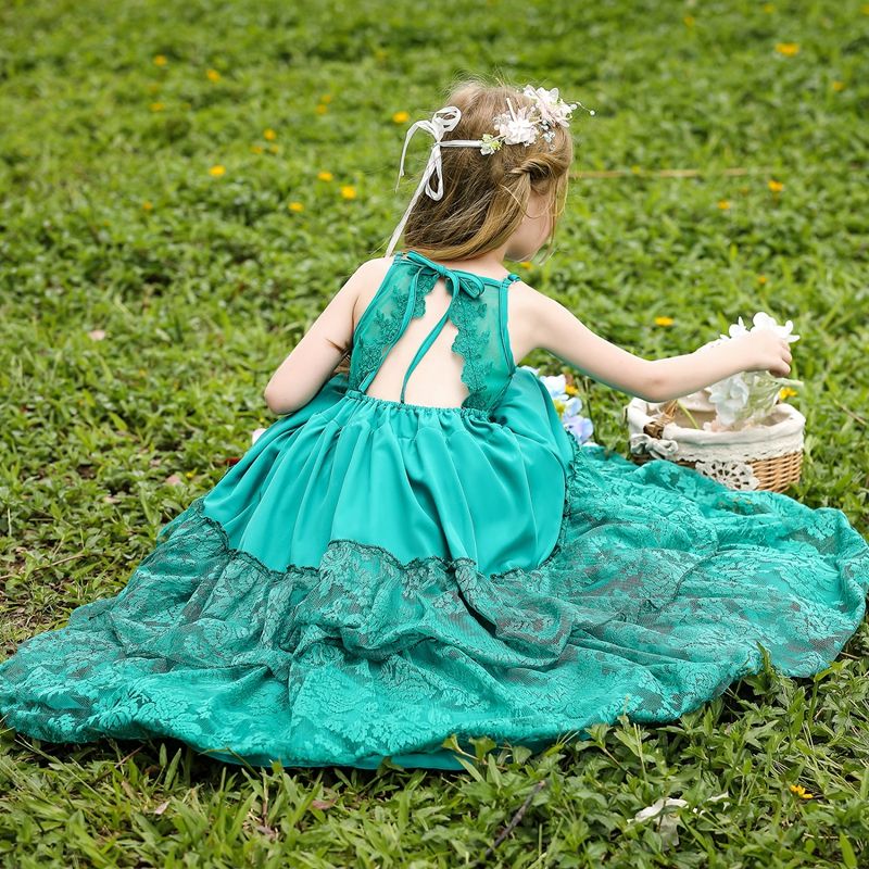 Jaica Green Boho-Chic Lace Dress- LPD073