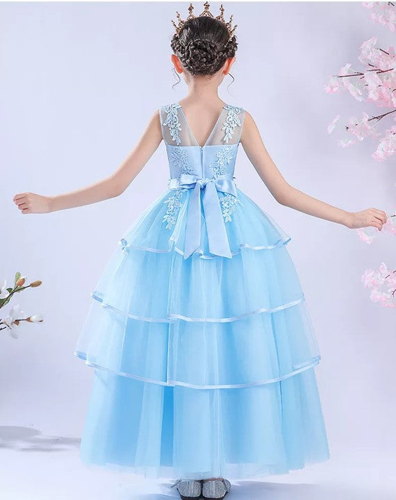Mariane Baby Blue Embroidered Flower Girl, Formal Occasion Dress- LPD004