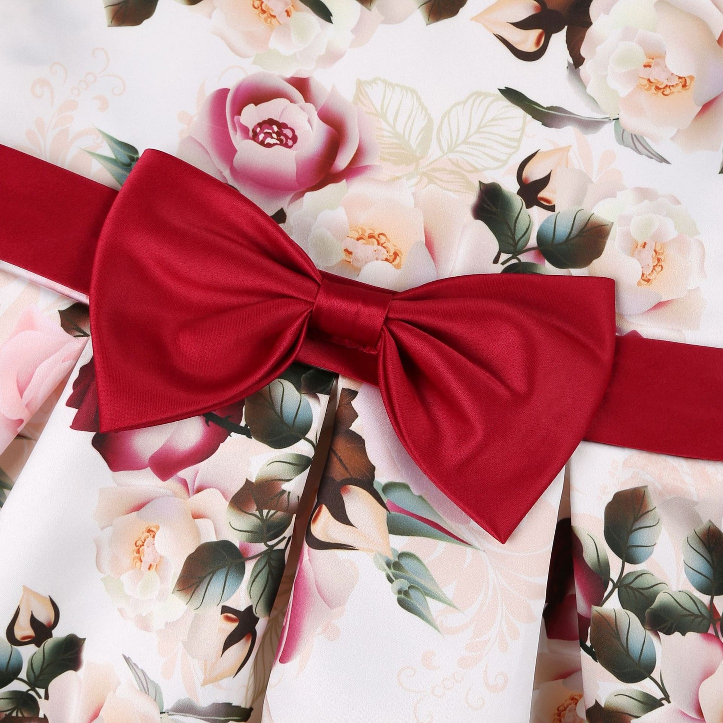 Clara Red Bow Satin Birthday, Flower Girl, Cocktail Dress- LPD010