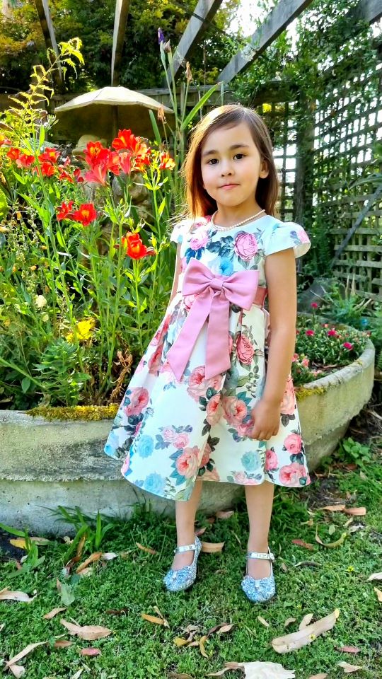 Joyce Floral Print Flower Girl, Birthday Dress - LPD036