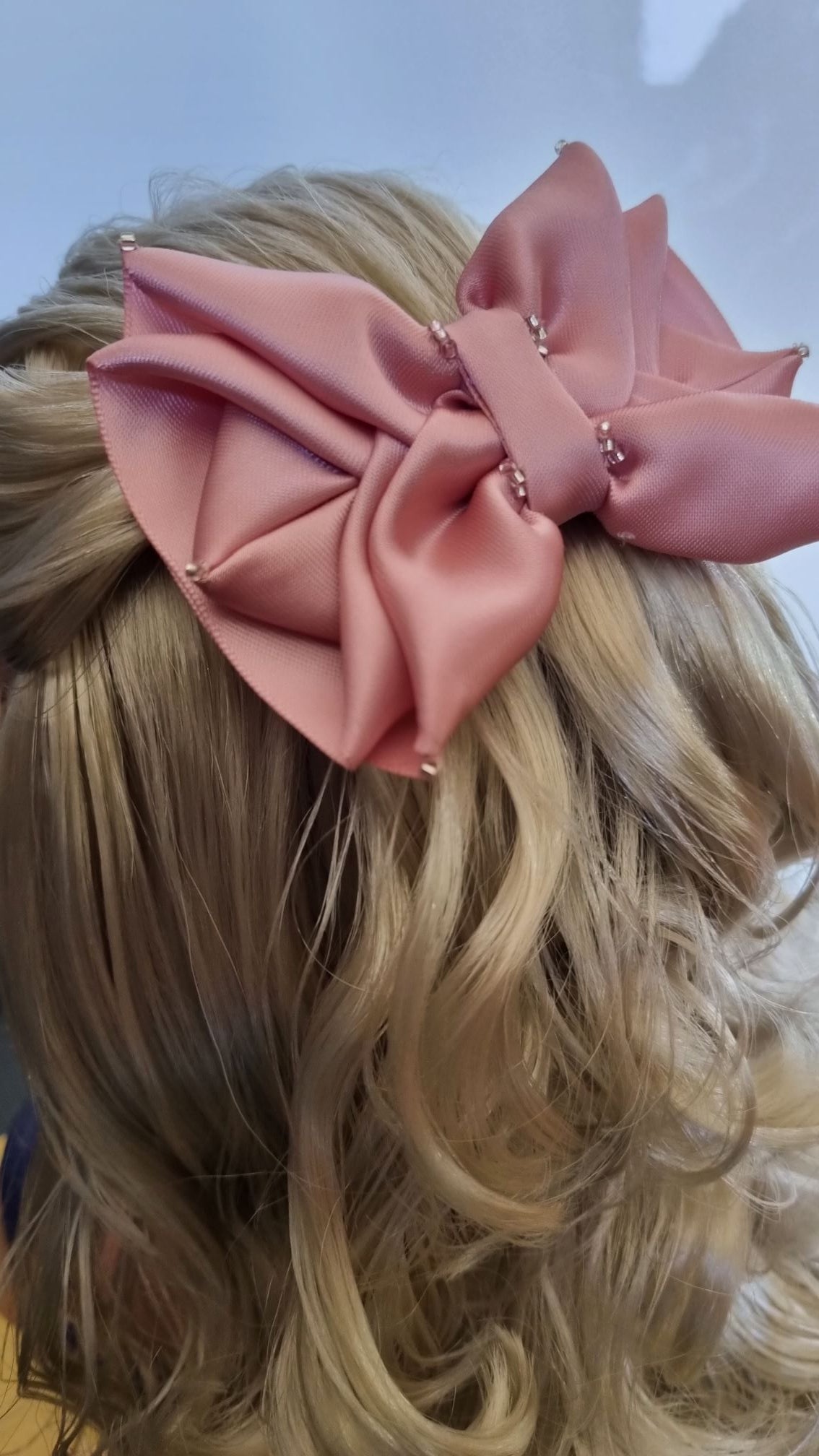 Blush Pink Satin Hair Bow Barrette