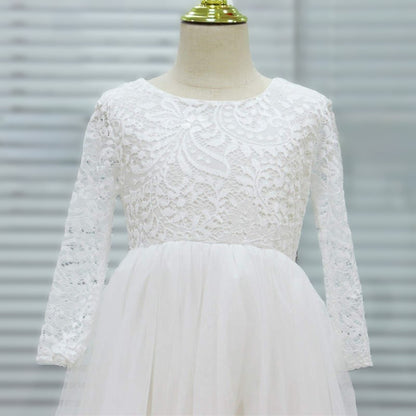 Olivia Long Sleeve White Dress Boho-Chic Dress- LPD101