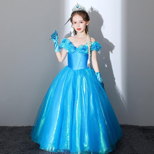 Cinderella 2015 Inspired Blue Princess Gown/ Luxury Cosplay LPD098