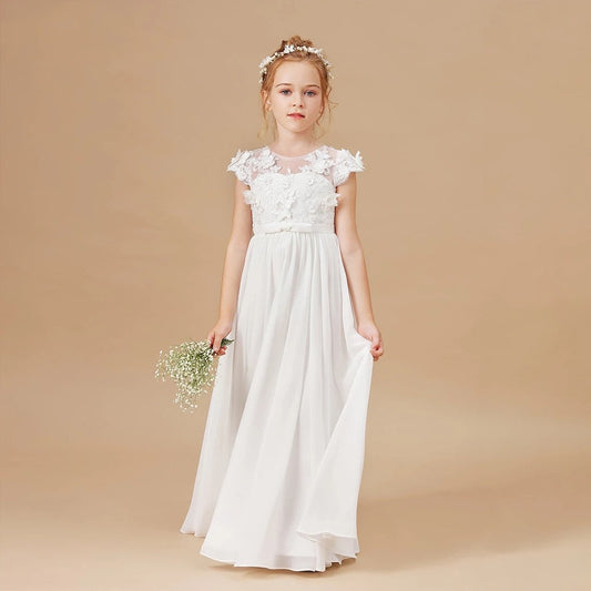 Julliane White Flower Girl, Communion, Formal Dress LPD090