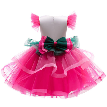 Barbie Inspired Pink Flamingo Print Birthday, Costume Party Dress LPD092
