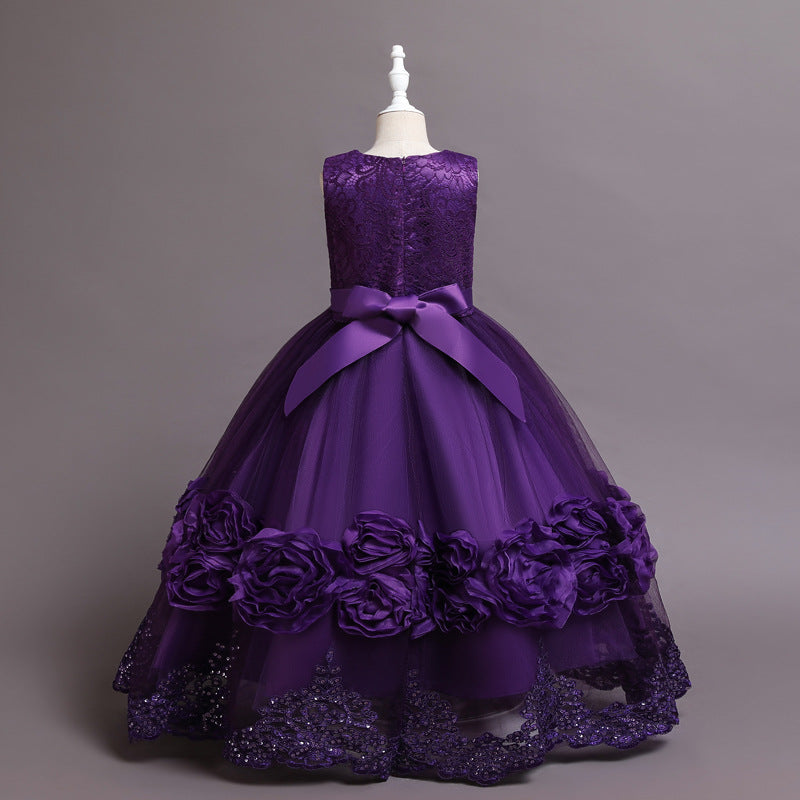 Rosie Purple Flower Girl, Ball Gown, Formal Dress - LPD054