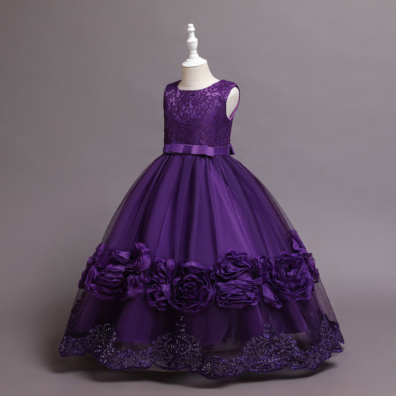 Rosie Purple Flower Girl, Ball Gown, Formal Dress - LPD054