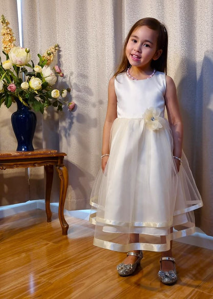 Camille Champagne Flower Girl, Special Occasion Dress - LPD040