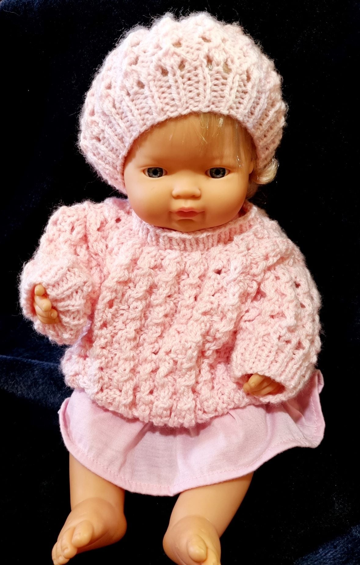 Lil Preemie / Dolls Hand Knitted Jumpers/Sweaters and Hat Set- LPH004