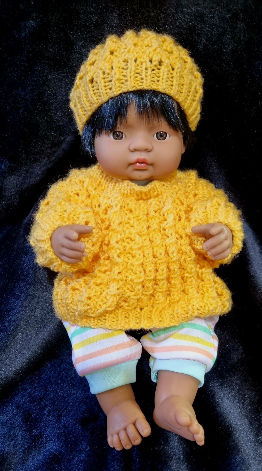 Lil Preemie / Dolls Hand Knitted Jumpers/Sweaters and Hat Set- LPH004