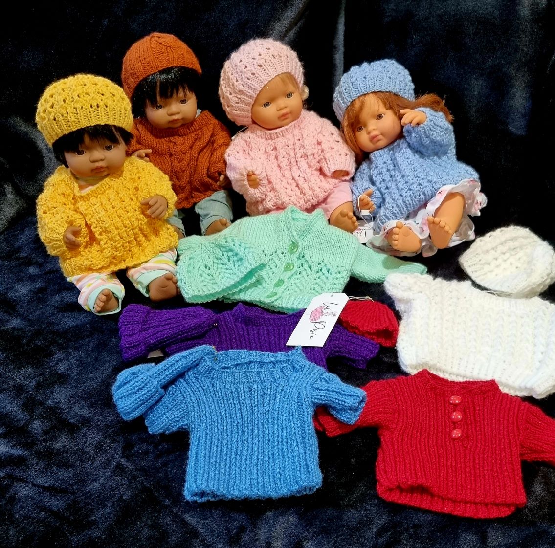 Lil Preemie / Dolls Hand Knitted Jumpers/Sweaters and Hat Set- LPH004