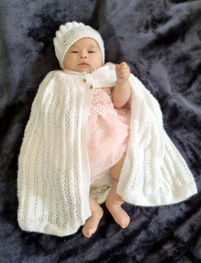 Lil Baby White Christening Cape/Gown and Hat Set- LPH001