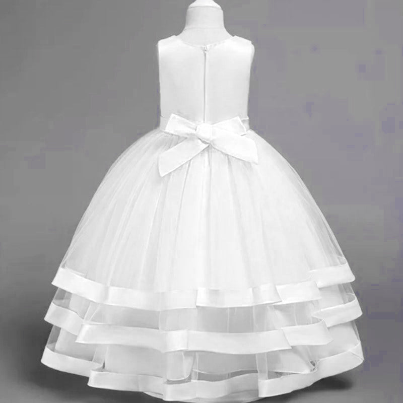 Grace White Flower Girl, Holy Communion, Formal Occasion Dress- LPD011