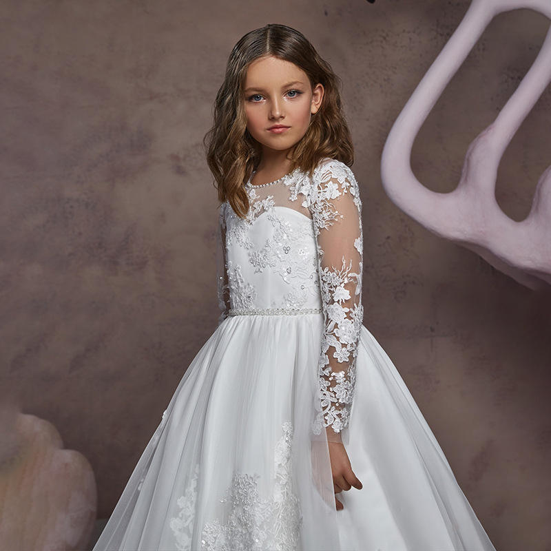 Crystah Luxury Princess White Flower Girl/ Holy Communion / Formal Occasion Gown - LPD083