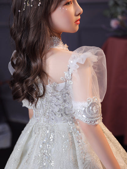 SLPD002 - Elegant Lace Pageant Evening Gown