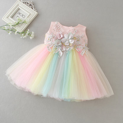 Ayla Birthday Rainbow Tulle Dress- LPD069