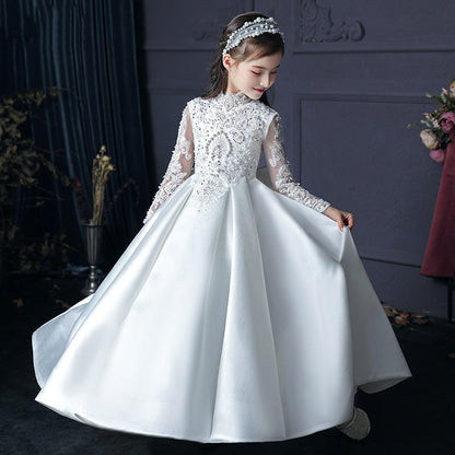 Nina White Ivory Embroidered Princess, Flower Girl and Formal Occasion Dress