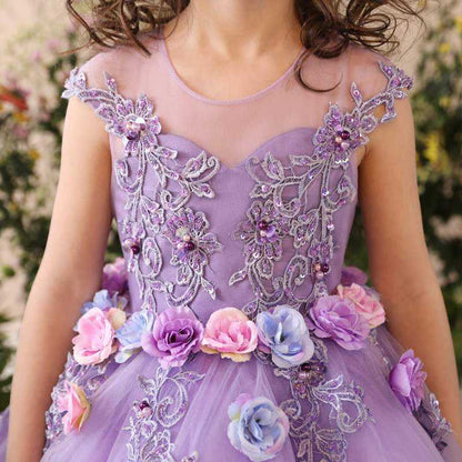 Yvie Purple Elegant Flower Girl, Ball Gown