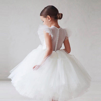 Tiana White Flower Girl, Birthday, Special Occasion Dress - LPD031