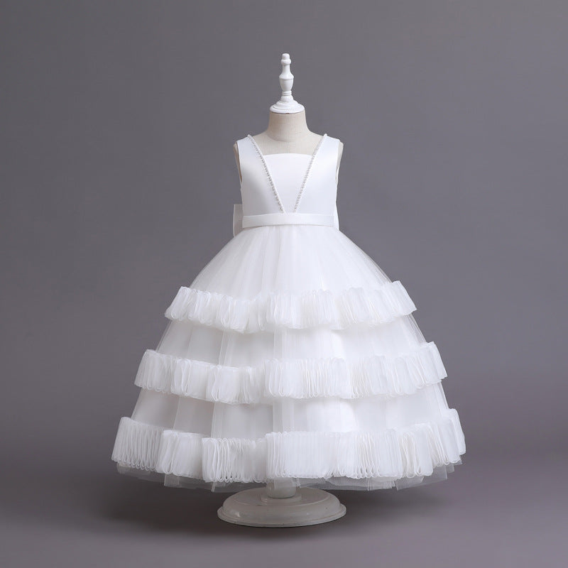 Sherra White Flower Girl, Formal Occasions Dress- LPD066