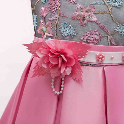 Dana Pink Embroidered Flower Girl, Birthday Dress - LPD035