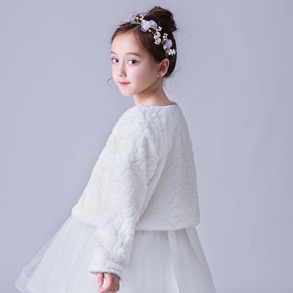 Grail White Shrug 'Flower Girl Princess Faux Fur Jacket' LPD077