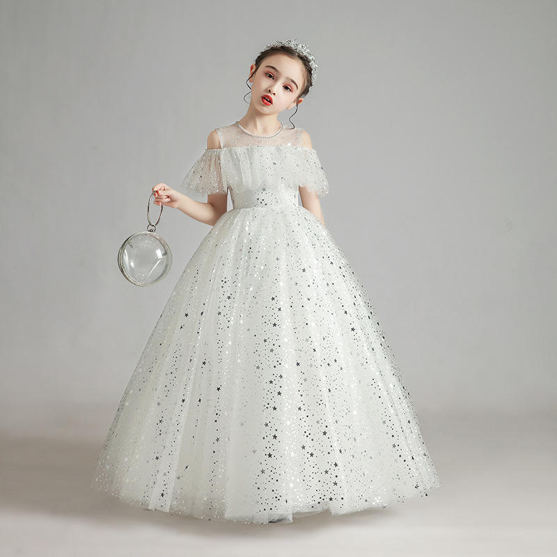 SLPD003 - White Sequins Formal Long Gown