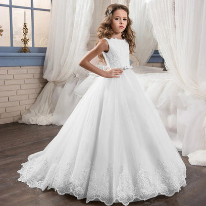 Brittany White Princess, Flower Girl Dress- LPD085