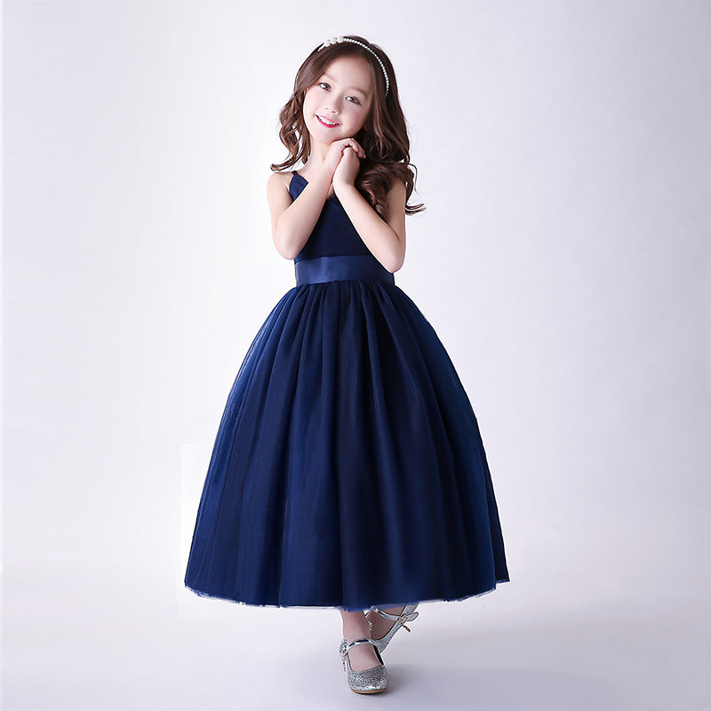 Molly Navy Blue Flower Girl Formal Party Dress LPD068 Lil Posie